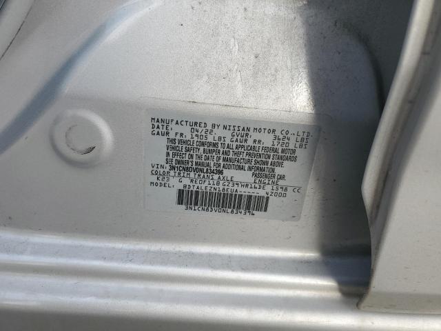 3N1CN8DV0NL834396 - 2022 NISSAN VERSA S SILVER photo 13