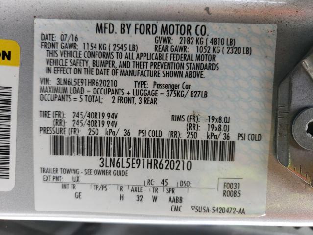 3LN6L5E91HR620210 - 2017 LINCOLN MKZ RESERVE ვერცხლისფერი ფოტო 13