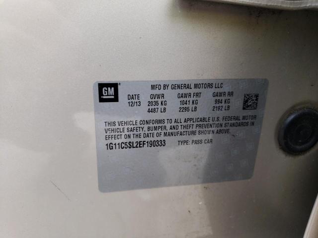 1G11C5SL2EF190333 - 2014 CHEVROLET MALIBU 1LT GOLD photo 12