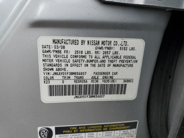 JNKAY01F38M654607 - 2008 INFINITI M35 BASE SILVER photo 13