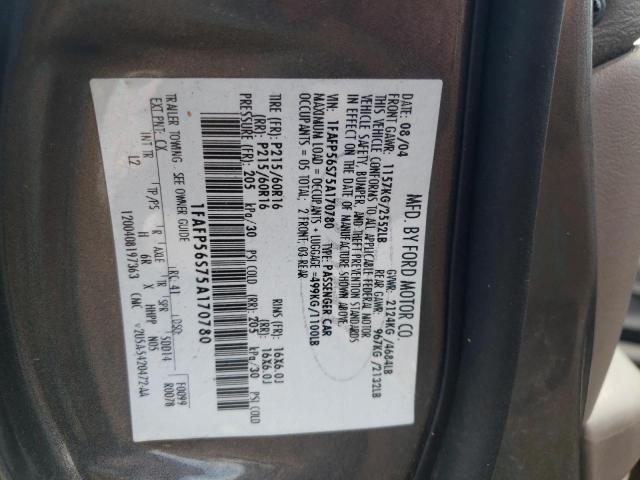 1FAFP56S75A170780 - 2005 FORD TAURUS SEL GRAY photo 12