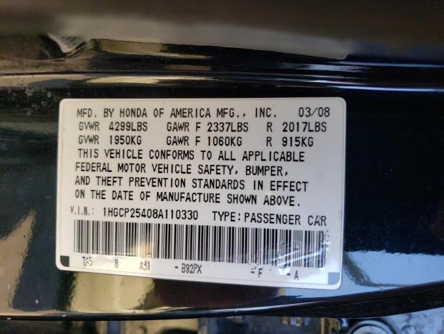 1HGCP25408A110330 - 2008 HONDA ACCORD LXP BLACK photo 13