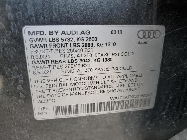 WA1C4AFY3J2155517 - 2018 AUDI SQ5 PRESTIGE CHARCOAL photo 14