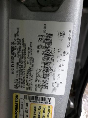 3FA6P0LU9HR385533 - 2017 FORD FUSION SE HYBRID SILVER photo 13