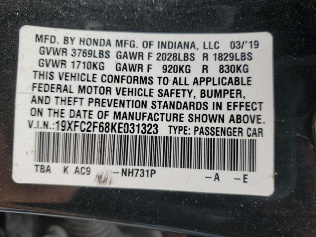 19XFC2F68KE031323 - 2019 HONDA CIVIC LX BLACK photo 13