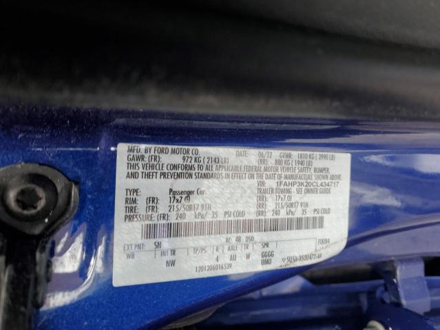 1FAHP3K20CL434717 - 2012 FORD FOCUS SE BLUE photo 13