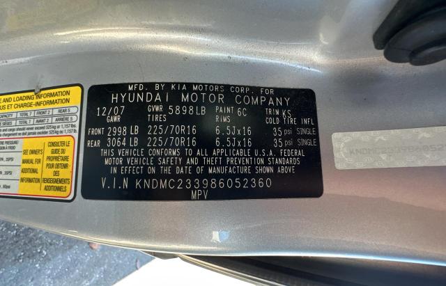 KNDMC233986052360 - 2008 HYUNDAI ENTOURAGE GLS SILVER photo 10