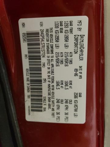 2A4GP54L57R157724 - 2007 CHRYSLER TOWN & COU TOURING წითელი ფოტო 13