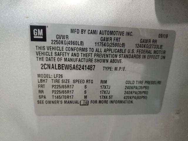 2CNALBEW6A6241487 - 2010 CHEVROLET EQUINOX LS SILVER photo 12