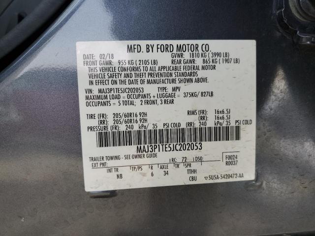 MAJ3P1TE5JC202053 - 2018 FORD ECOSPORT SE GRAY photo 12