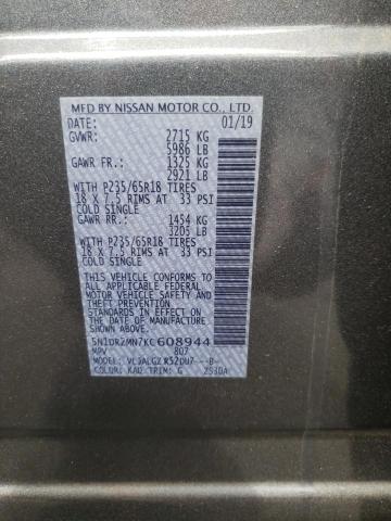 5N1DR2MN7KC608944 - 2019 NISSAN PATHFINDER S GRAY photo 13