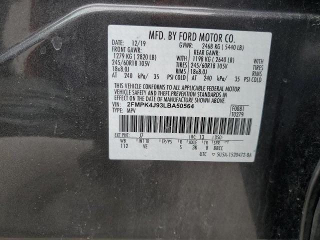 2FMPK4J93LBA50564 - 2020 FORD EDGE SEL GRAY photo 13