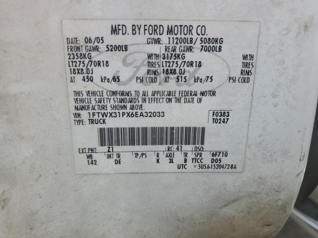 1FTWX31PX6EA32033 - 2006 FORD F350 SRW SUPER DUTY WHITE photo 14