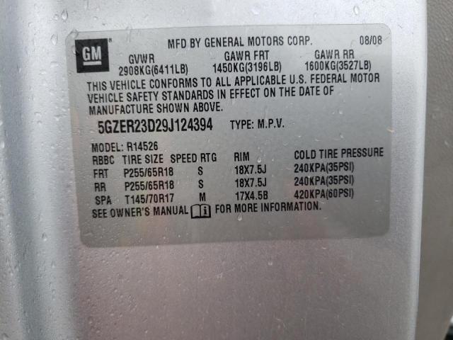 5GZER23D29J124394 - 2009 SATURN OUTLOOK XR SILVER photo 12