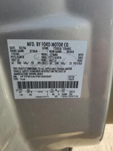 1FTPW14V76FA93047 - 2006 FORD F150 SUPERCREW SILVER photo 12