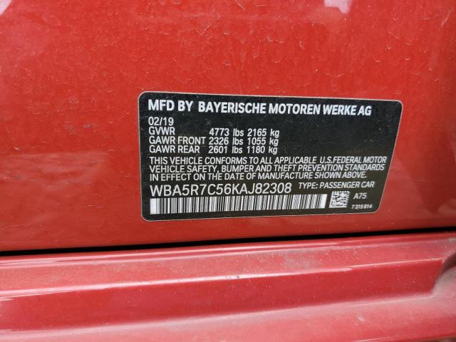 WBA5R7C56KAJ82308 - 2019 BMW 330XI Կարմիր լուսանկար 12