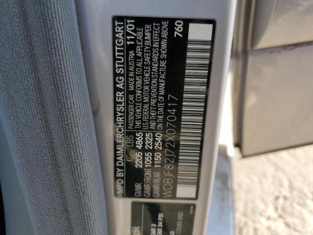 WDBJF82J72X070417 - 2002 MERCEDES-BENZ E 320 4MATIC SILVER photo 12