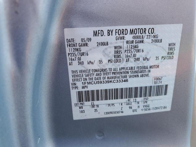 1FMCU59339KC33346 - 2009 FORD ESCAPE HYBRID TURQUOISE photo 12