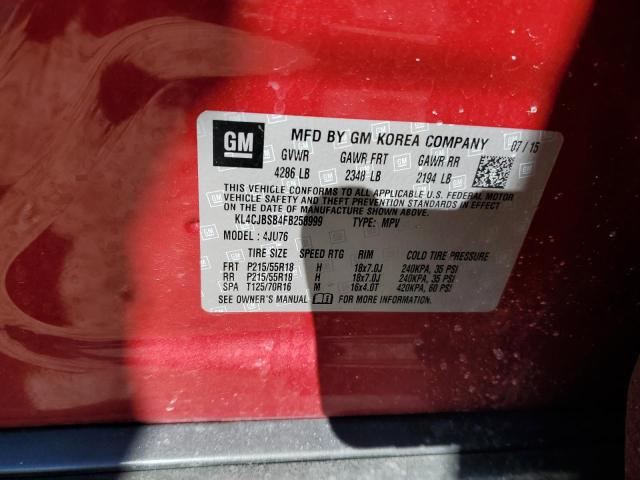 KL4CJBSB4FB258999 - 2015 BUICK ENCORE CONVENIENCE RED photo 12