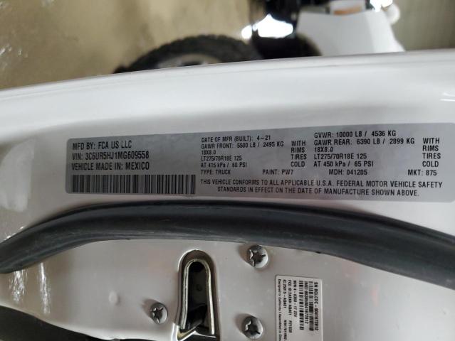 3C6UR5HJ1MG609558 - 2021 RAM 2500 TRADESMAN თეთრი ფოტო 13