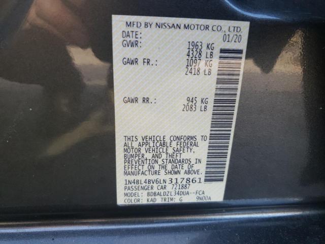 1N4BL4BV6LN317861 - 2020 NISSAN ALTIMA S GRAY photo 13