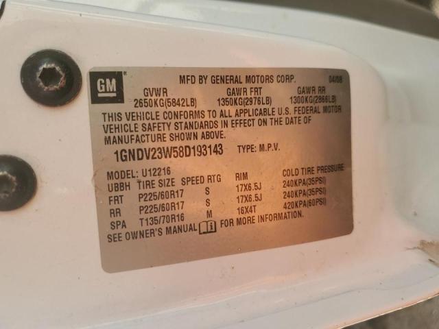 1GNDV23W58D193143 - 2008 CHEVROLET UPLANDER LS WHITE photo 13