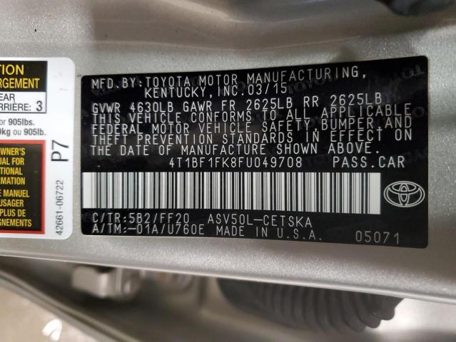 4T1BF1FK8FU049708 - 2015 TOYOTA CAMRY LE TAN photo 12