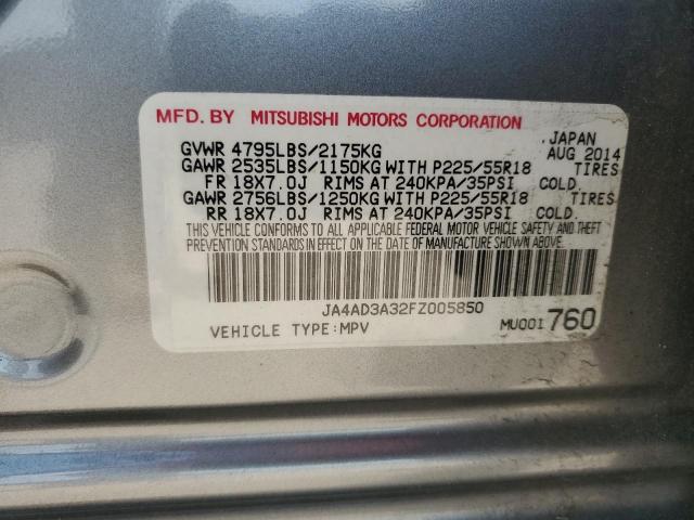 JA4AD3A32FZ005850 - 2015 MITSUBISHI OUTLANDER GRAY photo 12