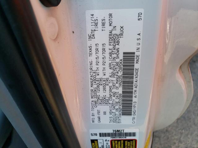 5TFTX4CN2FX053399 - 2015 TOYOTA TACOMA ACCESS CAB თეთრი ფოტო 12