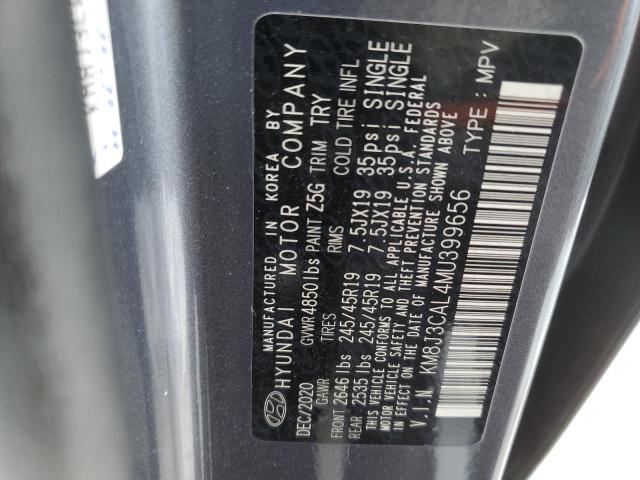 KM8J3CAL4MU399656 - 2021 HYUNDAI TUCSON LIMITED GRAY photo 12