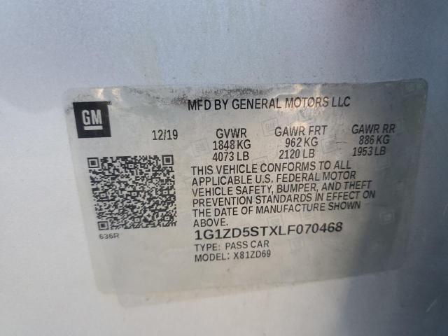 1G1ZD5STXLF070468 - 2020 CHEVROLET MALIBU LT SILVER photo 12