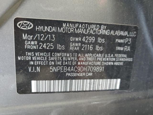 5NPEB4AC9DH709891 - 2013 HYUNDAI SONATA GLS GRAY photo 12