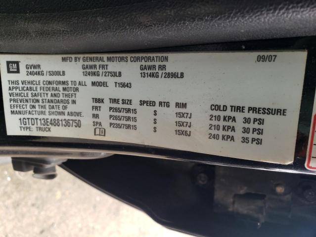 1GTDT13E488136750 - 2008 GMC CANYON BLACK photo 12