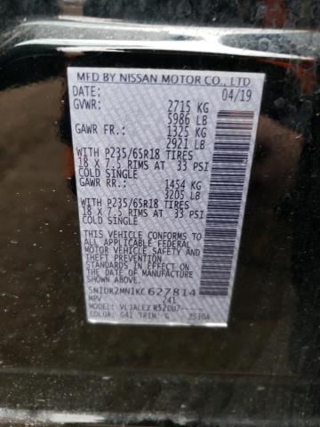 5N1DR2MN1KC627814 - 2019 NISSAN PATHFINDER S BLACK photo 12