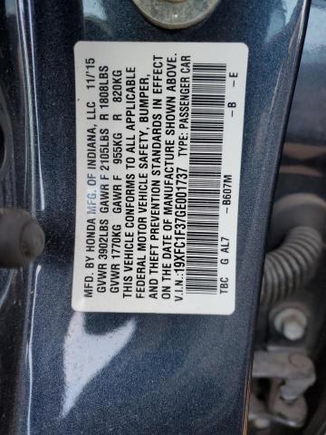 19XFC1F37GE001737 - 2016 HONDA CIVIC EX BLACK photo 12