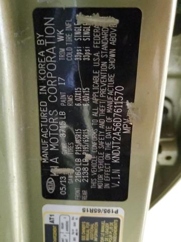 KNDJT2A56D7611570 - 2013 KIA SOUL GREEN photo 13