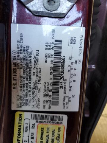 3LN6L2G93DR808605 - 2013 LINCOLN MKZ BURGUNDY photo 12