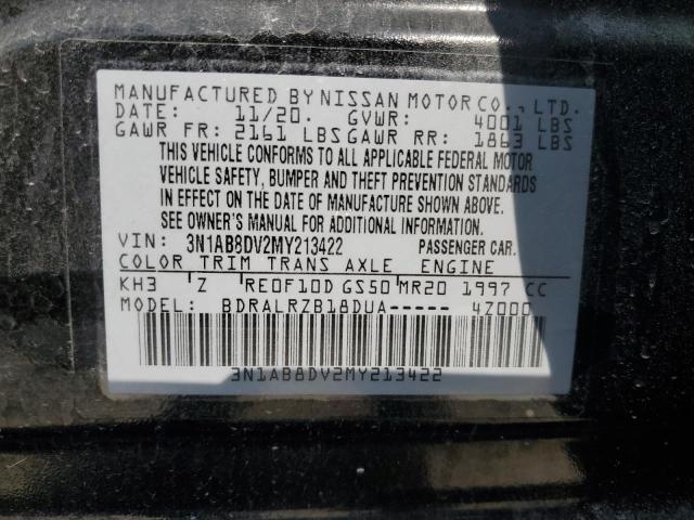 3N1AB8DV2MY213422 - 2021 NISSAN SENTRA SR BLACK photo 12