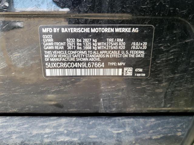 5UXCR6C04N9L67664 - 2022 BMW X5 XDRIVE40I BLACK photo 13
