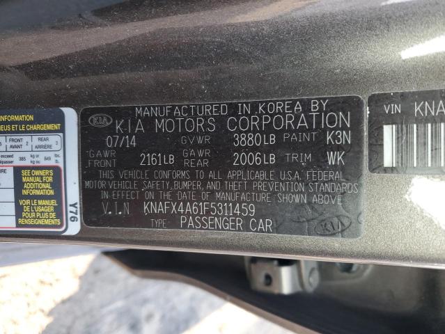 KNAFX4A61F5311459 - 2015 KIA FORTE LX BROWN photo 12