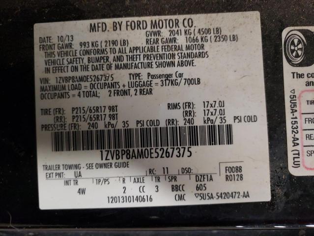 1ZVBP8AM0E5267375 - 2014 FORD MUSTANG BLACK photo 13