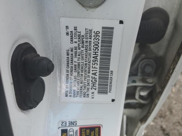 2HGFA1F59AH500396 - 2010 HONDA CIVIC LX WHITE photo 12