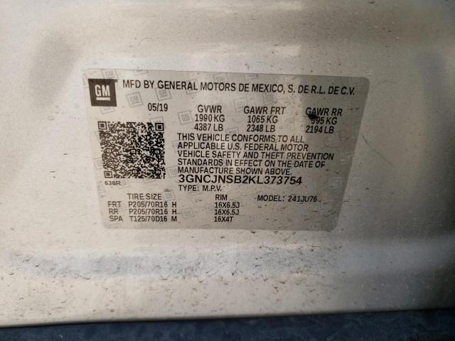 3GNCJNSB2KL373754 - 2019 CHEVROLET TRAX LS SILVER photo 13