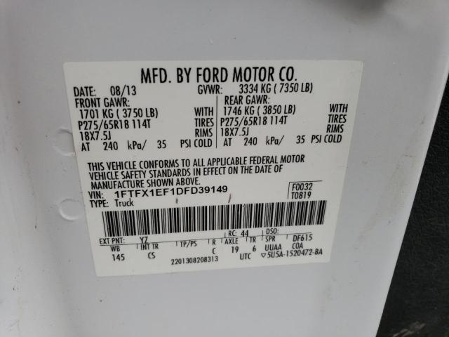 1FTFX1EF1DFD39149 - 2013 FORD F150 SUPER CAB WHITE photo 12