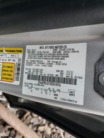 3FA6P0LU7JR261816 - 2018 FORD FUSION SE HYBRID SILVER photo 12