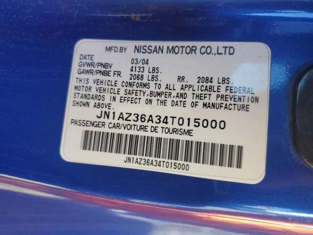 JN1AZ36A34T015000 - 2004 NISSAN 350Z ROADSTER BLUE photo 13