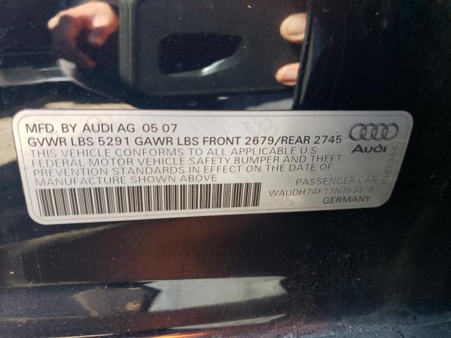 WAUDH74F17N163378 - 2007 AUDI A6 3.2 QUATTRO BLACK photo 12