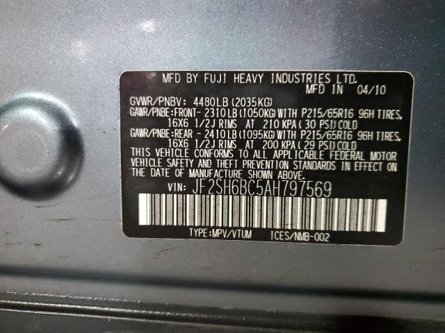 JF2SH6BC5AH797569 - 2010 SUBARU FORESTER XS Turkusowy zdjęcie 13