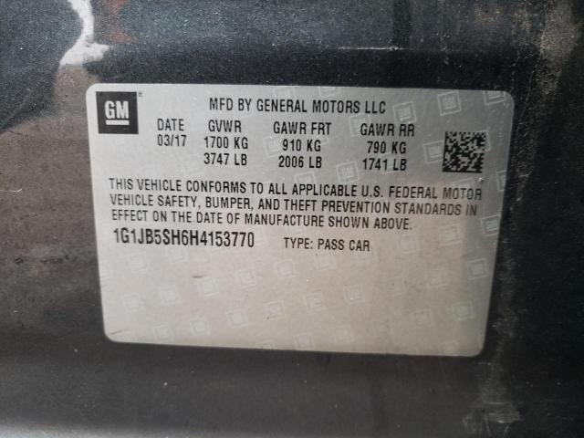 1G1JB5SH6H4153770 - 2017 CHEVROLET SONIC LS 灰色 照片 12