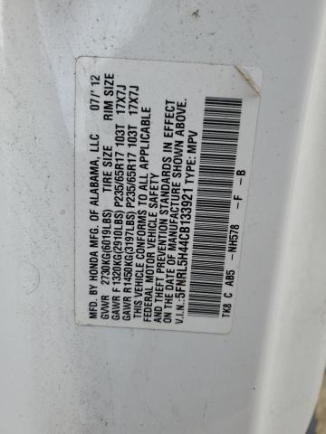 5FNRL5H44CB133921 - 2012 HONDA ODYSSEY EX WHITE photo 13